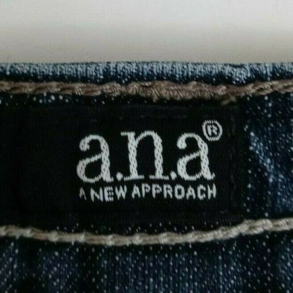 ANA Distressed Whiskered Thick Stitched Dark Wash Jeans Size 14S - Picture 9 of 10